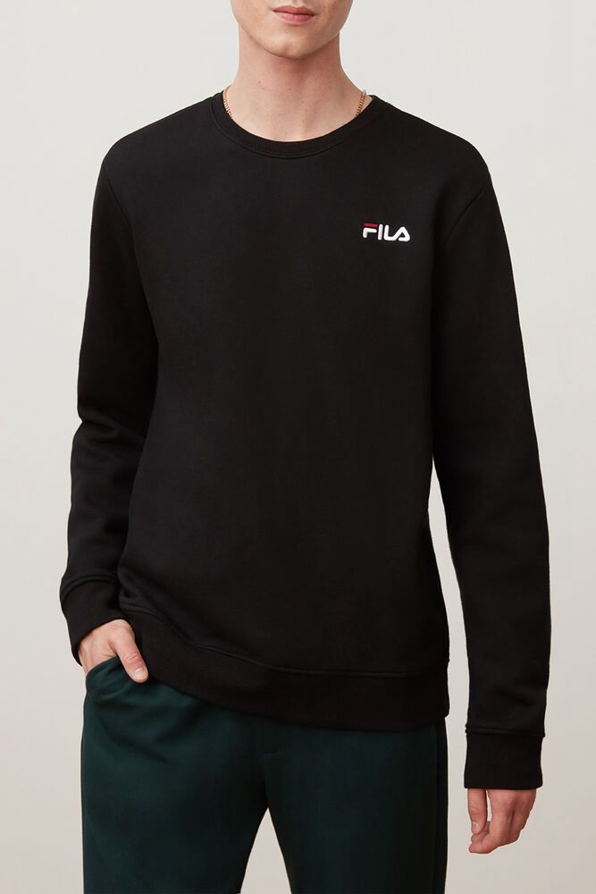 Fila Miesten Collegepaita Colona Mustat - OVMQ-89041